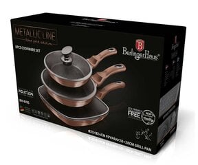 Berlinger Haus Набор сковородок гранитных, 3 шт,  ROSE GOLD LINE BH-6195 цена и информация | Cковородки | 220.lv