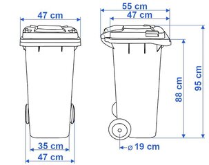 Atkritumu konteineru komplekts - 120l 3 krāsas, zaļa, zila, dzeltena цена и информация | Мусорные баки | 220.lv