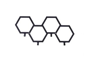 HEX drēbju pakaramais ar 4 melniem āķiem cena un informācija | Drēbju pakaramie | 220.lv