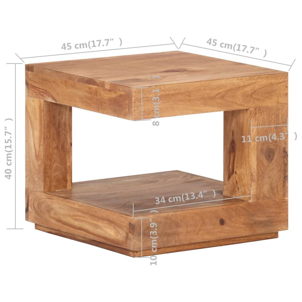 vidaXL kafijas galdiņš, 45x45x40 cm, masīvs rožkoks cena un informācija | Žurnālgaldiņi | 220.lv