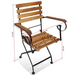 vidaXL saliekami dārza krēsli, 2 gab., tērauds un akācijas masīvkoks cena un informācija | Dārza krēsli | 220.lv