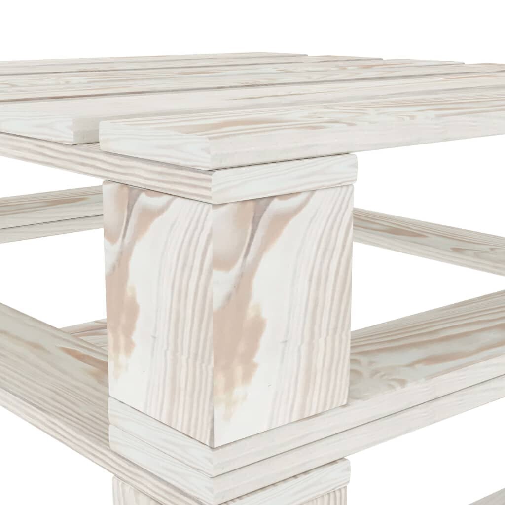 vidaXL dārza palešu galds, balts koks cena un informācija | Dārza galdi | 220.lv
