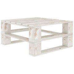 vidaXL dārza palešu galds, balts koks цена и информация | Столы для сада | 220.lv