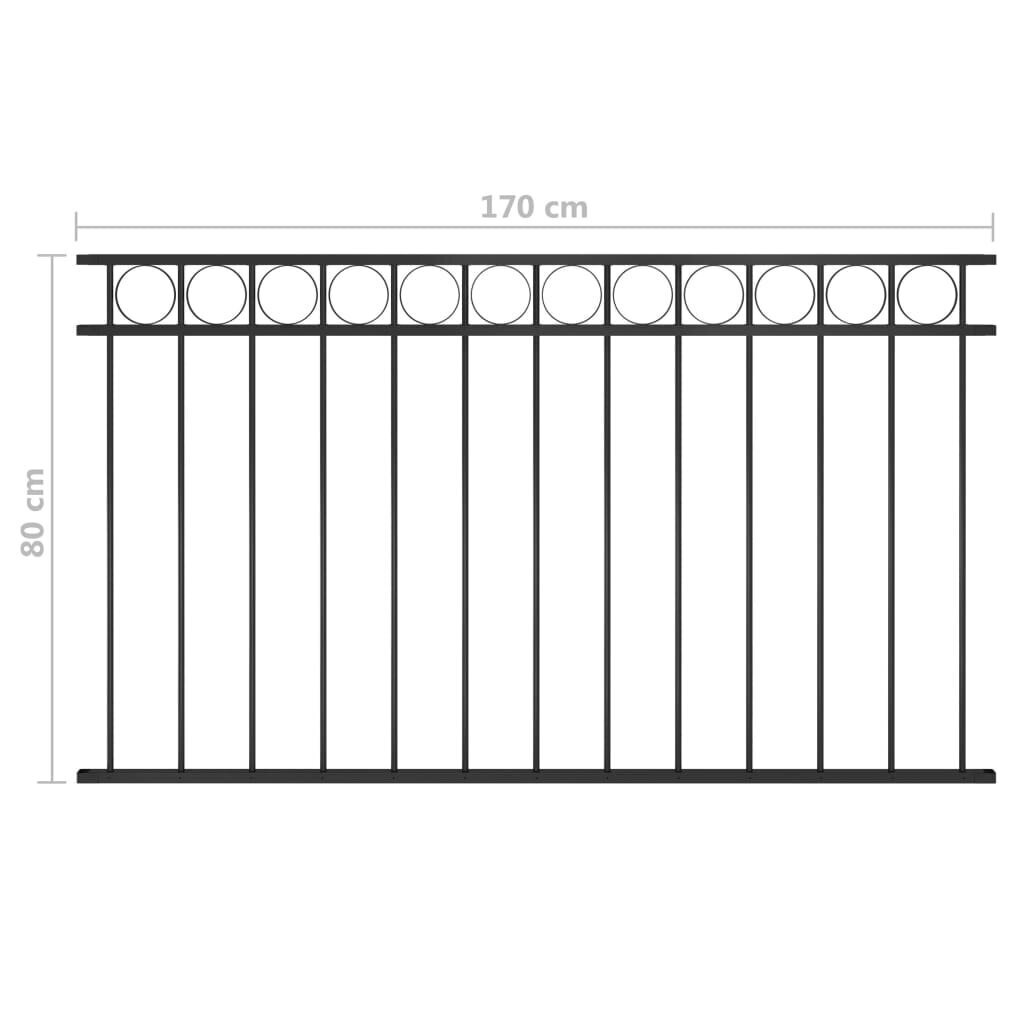 vidaXL žoga panelis, 1,7x0,8 m, melns tērauds cena un informācija | Žogi un piederumi | 220.lv