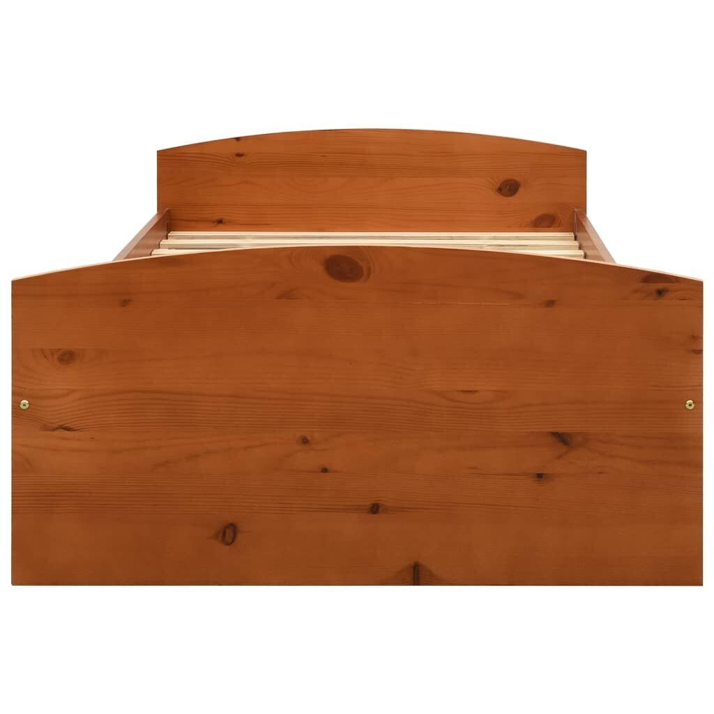 vidaXL gultas rāmis ar 2 atvilktnēm, brūns priedes koks, 90x200 cm цена и информация | Gultas | 220.lv
