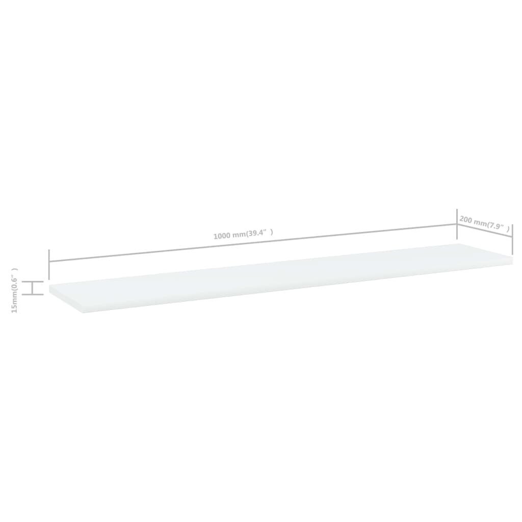 vidaXL plauktu dēļi, 4 gab., balti, 100x20x1,5 cm, skaidu plāksne cena un informācija | Plaukti | 220.lv