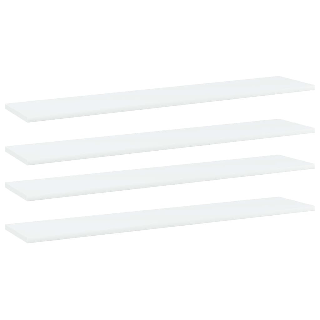 vidaXL plauktu dēļi, 4 gab., balti, 100x20x1,5 cm, skaidu plāksne cena un informācija | Plaukti | 220.lv