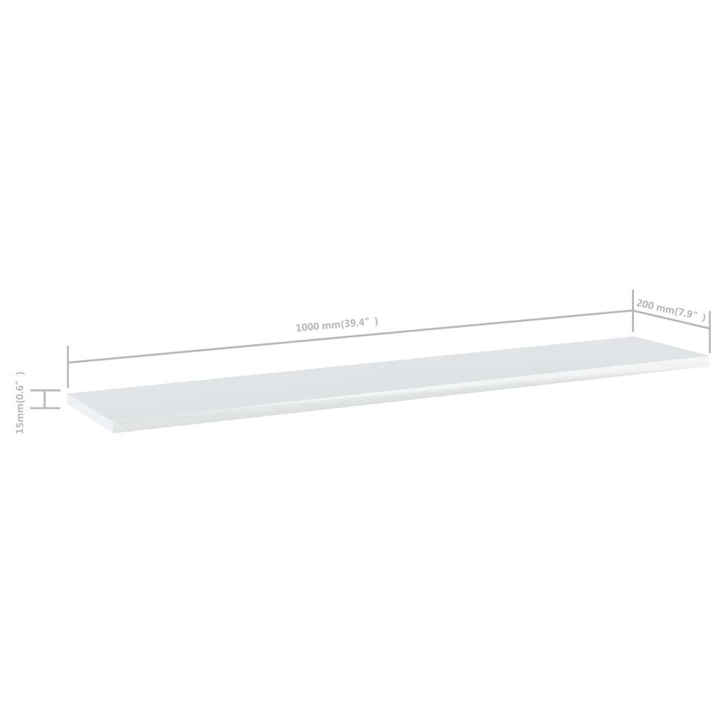 vidaXL plauktu dēļi, 4 gab., balti, 100x20x1,5 cm, skaidu plāksne цена и информация | Plaukti | 220.lv