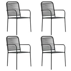 vidaXL dārza krēsli, 4 gab., kokvilnas virve un tērauds, melni cena un informācija | Dārza krēsli | 220.lv