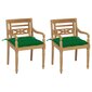 vidaXL dārza krēsli, 2 gab., zaļi matrači, masīvs tīkkoks cena un informācija | Dārza krēsli | 220.lv