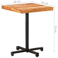 vidaXL bistro galds, kvadrātveida, 60x60x75 cm, akācijas masīvkoks цена и информация | Кухонные и обеденные столы | 220.lv