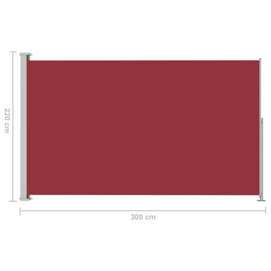 vidaXL izvelkama sānu markīze, sarkana, 220x300 cm cena un informācija | Saulessargi, markīzes un statīvi | 220.lv
