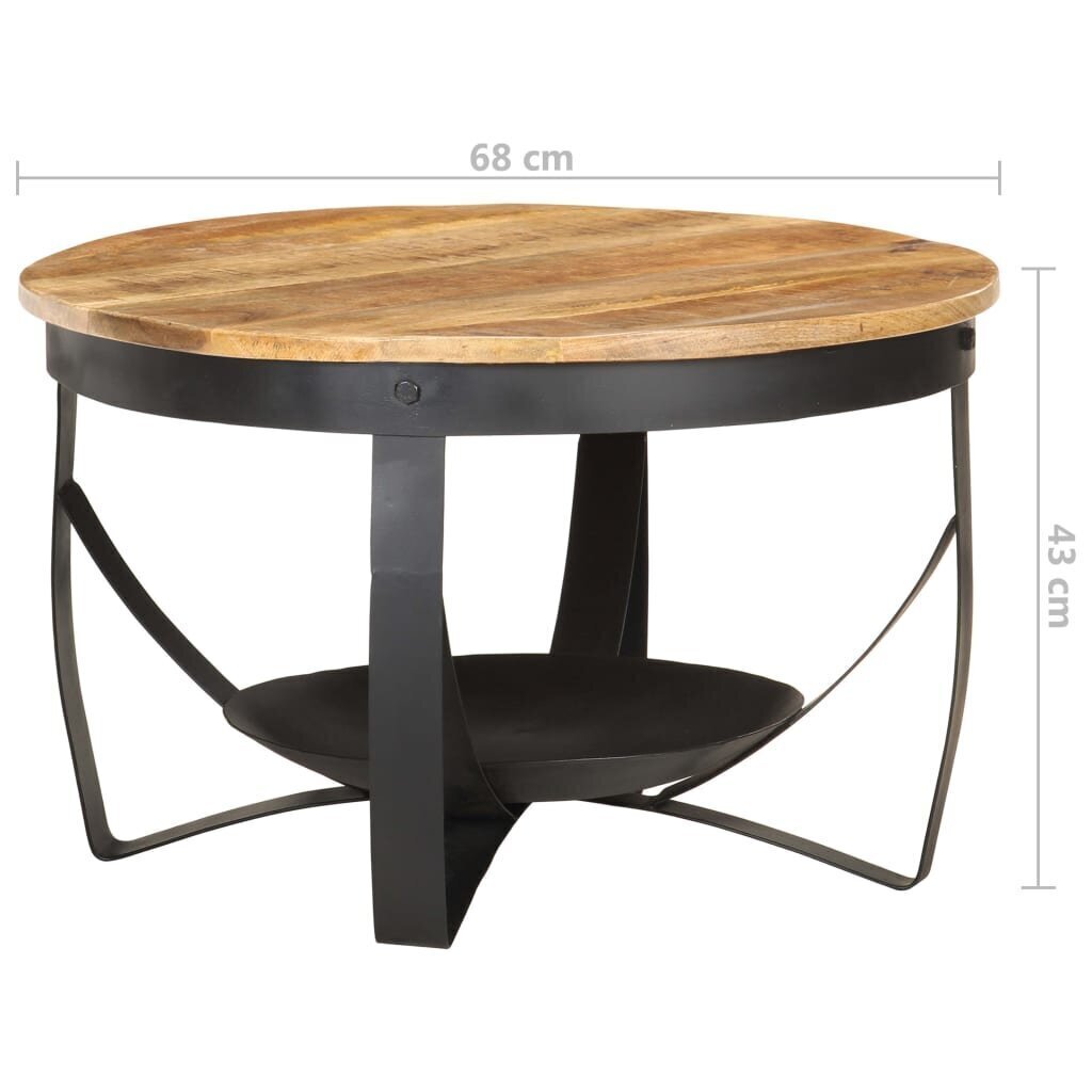 vidaXL kafijas galdiņš, Ø68x43 cm, neapstrādāts mango koks cena un informācija | Žurnālgaldiņi | 220.lv