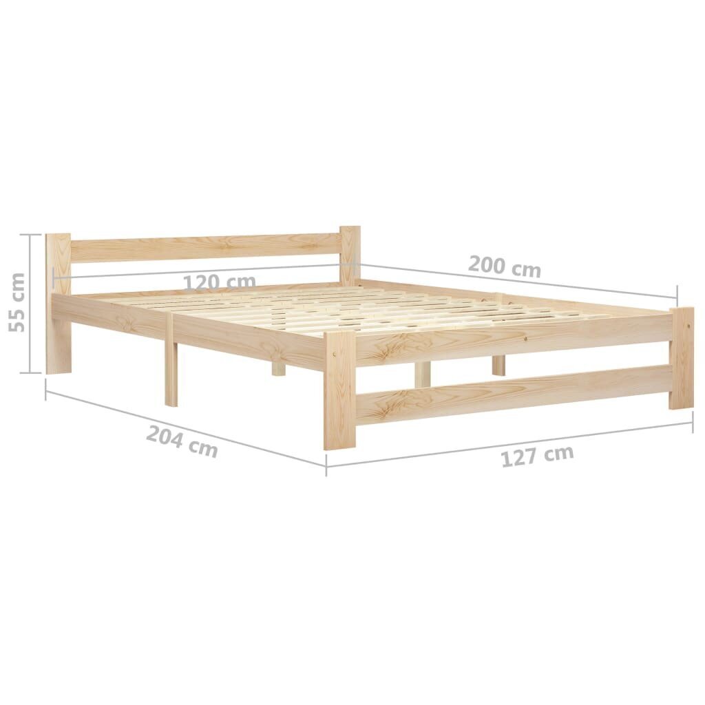 vidaXL gultas rāmis, priedes masīvkoks, 120x200 cm cena un informācija | Gultas | 220.lv