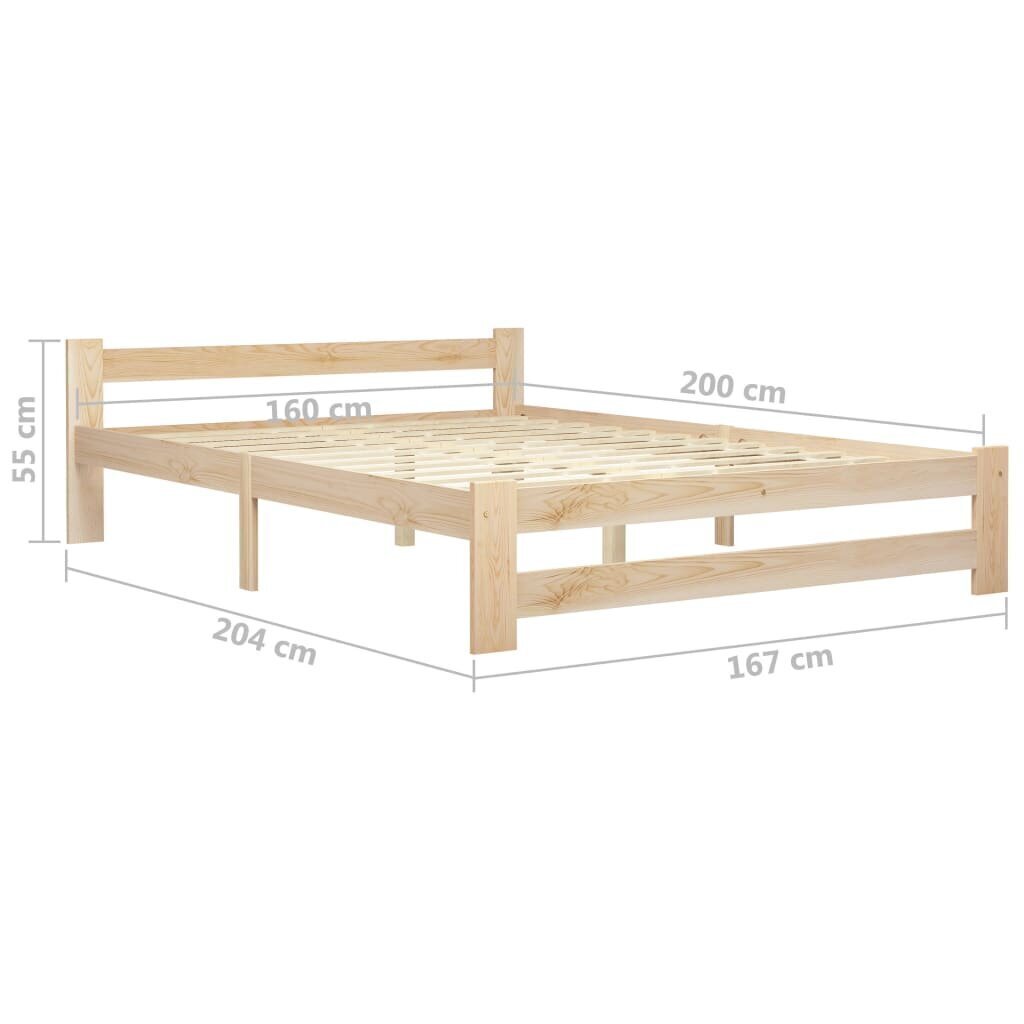 vidaXL gultas rāmis, priedes masīvkoks, 160x200 cm cena un informācija | Gultas | 220.lv