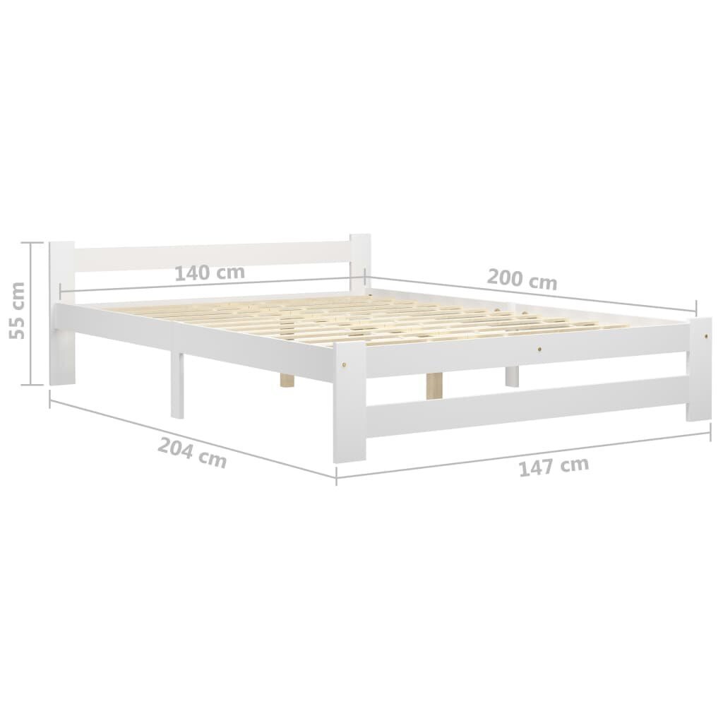 vidaXL gultas rāmis, balts, priedes masīvkoks, 140x200 cm cena un informācija | Gultas | 220.lv