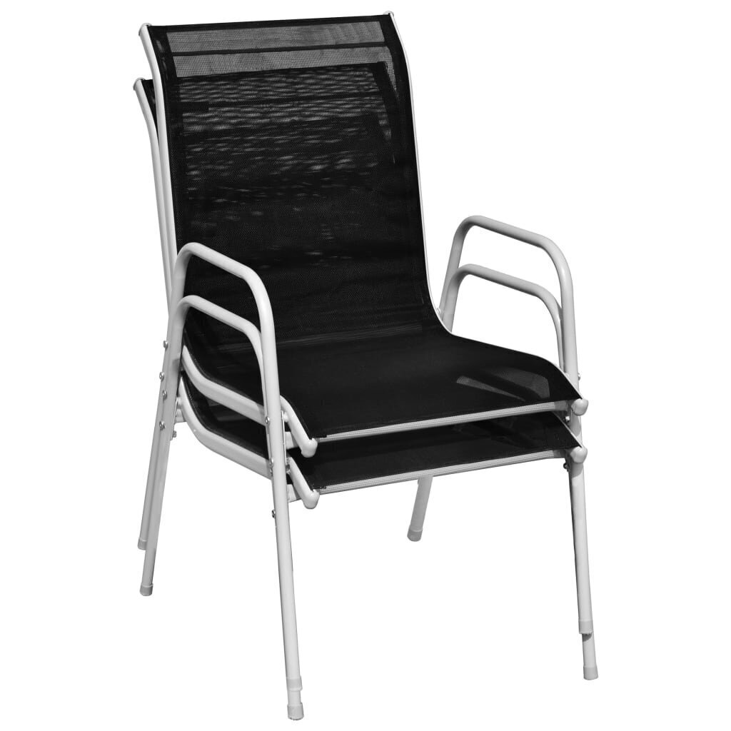 vidaXL dārza krēsli, 2 gab., tērauds, tekstilēns, melni cena un informācija | Dārza krēsli | 220.lv