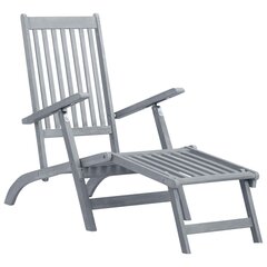 vidaXL atpūtas krēsls ar kāju balstu un matraci, akācijas masīvkoks цена и информация | Шезлонги | 220.lv