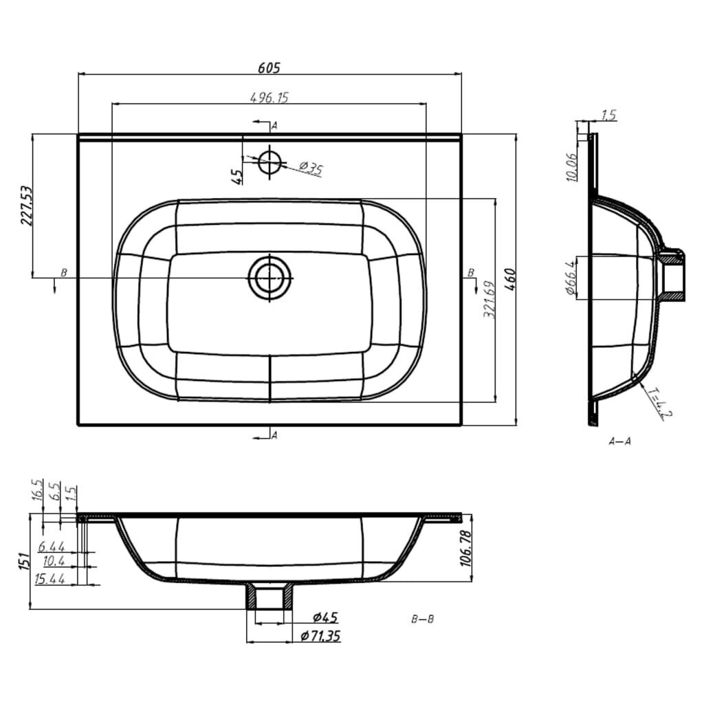 vidaXL iebūvējama izlietne, 605x460x105 mm, SMC, balta цена и информация | Izlietnes | 220.lv