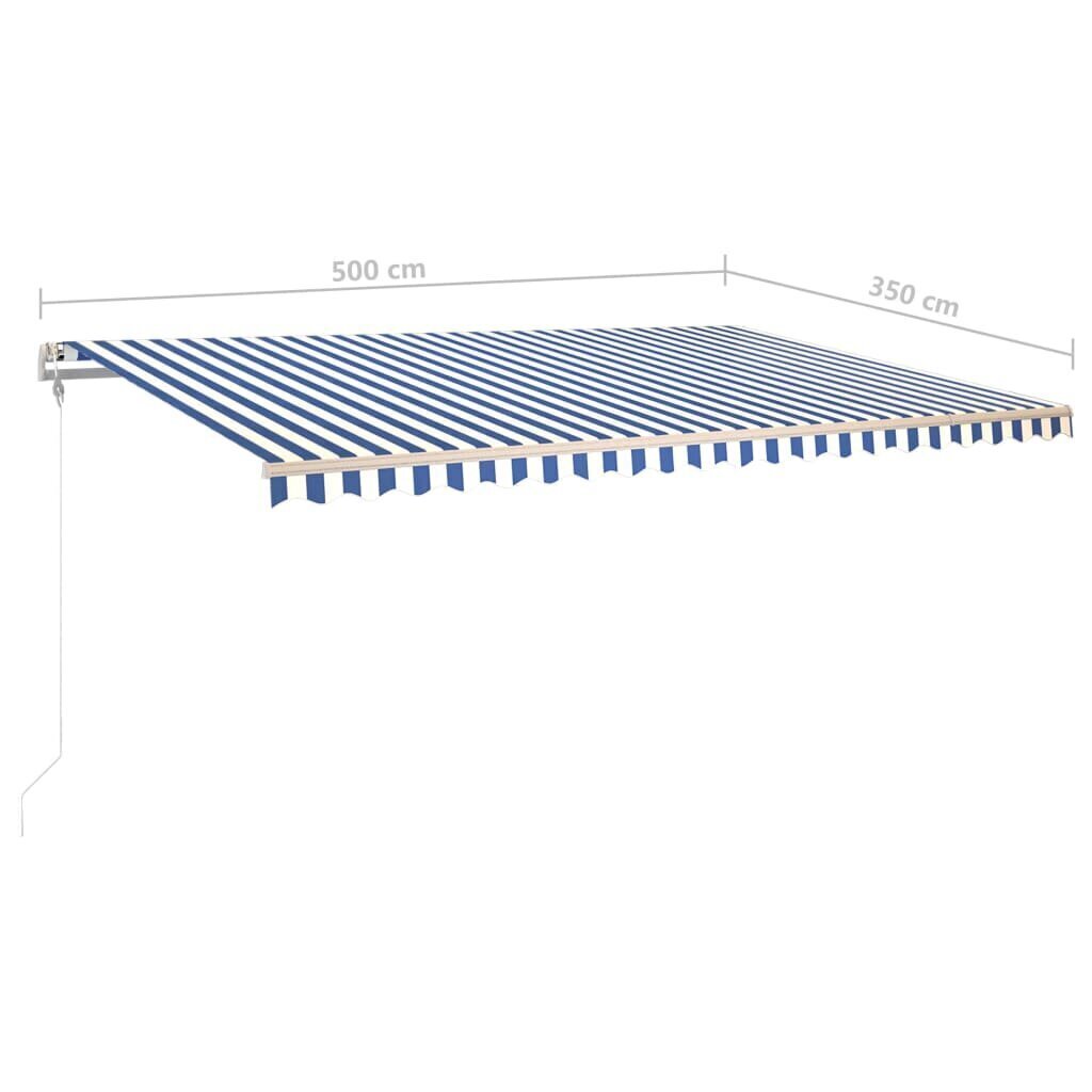 Automātiski izvelkama nojume, zila/balta, 500x350cm cena un informācija | Saulessargi, markīzes un statīvi | 220.lv