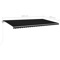 Automātiskā markīze ar led/vēja sensoru, antracīta krāsā, 600x300cm цена и информация | Зонты, маркизы, стойки | 220.lv