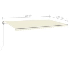 Automātiskā nojume ar led/vēja sensoru, krēma, 600x300cm цена и информация | Зонты, маркизы, стойки | 220.lv