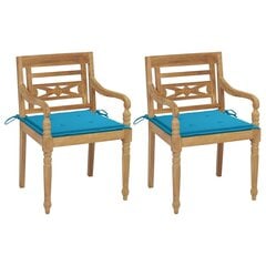 Batavia krēsli ar ziliem spilveniem, 2 gab. цена и информация | Садовые стулья, кресла, пуфы | 220.lv