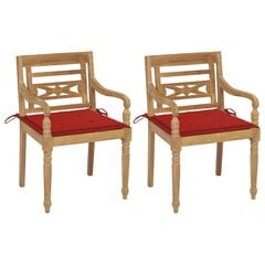 Batavia krēsli ar sarkaniem spilveniem, 2 gab. цена и информация | Садовые стулья, кресла, пуфы | 220.lv