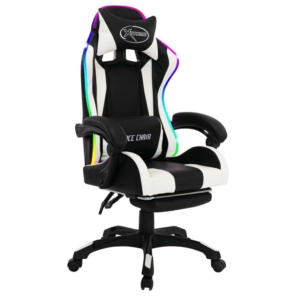 vidaXL biroja krēsls, RGB LED gaismas, balta un melna mākslīgā āda cena un informācija | Biroja krēsli | 220.lv