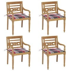 Dārza krēsli ar matračiem vidaXL, 4 gab., brūni цена и информация | скамейка со столиком | 220.lv