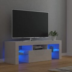 vidaXL TV galdiņš ar LED lampiņām, 120x35x40 cm, spīdīgi balts цена и информация | Тумбы под телевизор | 220.lv