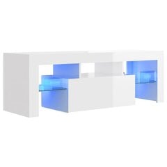 vidaXL TV galdiņš ar LED lampiņām, 120x35x40 cm, spīdīgi balts цена и информация | Тумбы под телевизор | 220.lv