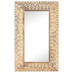 vidaXL spogulis, 80x50x2,6 cm, ar kokgriezumiem, mango masīvkoks cena un informācija | Spoguļi | 220.lv