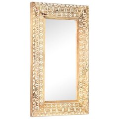 vidaXL spogulis, 80x50x2,6 cm, ar kokgriezumiem, mango masīvkoks цена и информация | Зеркала | 220.lv