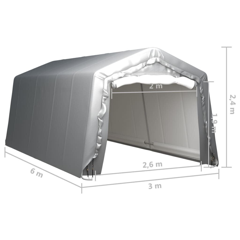 vidaXL uzglabāšanas telts, 300x600 cm, tērauds, pelēks цена и информация | Dārza nojumes un lapenes | 220.lv