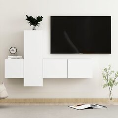vidaXL 3-daļīgs TV skapīšu komplekts, balts, skaidu plāksne cena un informācija | TV galdiņi | 220.lv