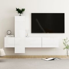 vidaXL 3-daļīgs TV skapīšu komplekts, spīdīgi balts, skaidu plāksne цена и информация | Тумбы под телевизор | 220.lv