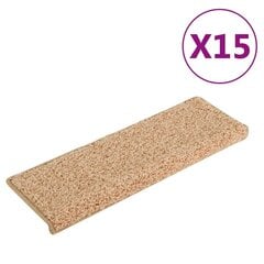 vidaXL kāpņu paklāji, 15 gab., 65x25 cm, zelta krāsā cena un informācija | Paklāji | 220.lv
