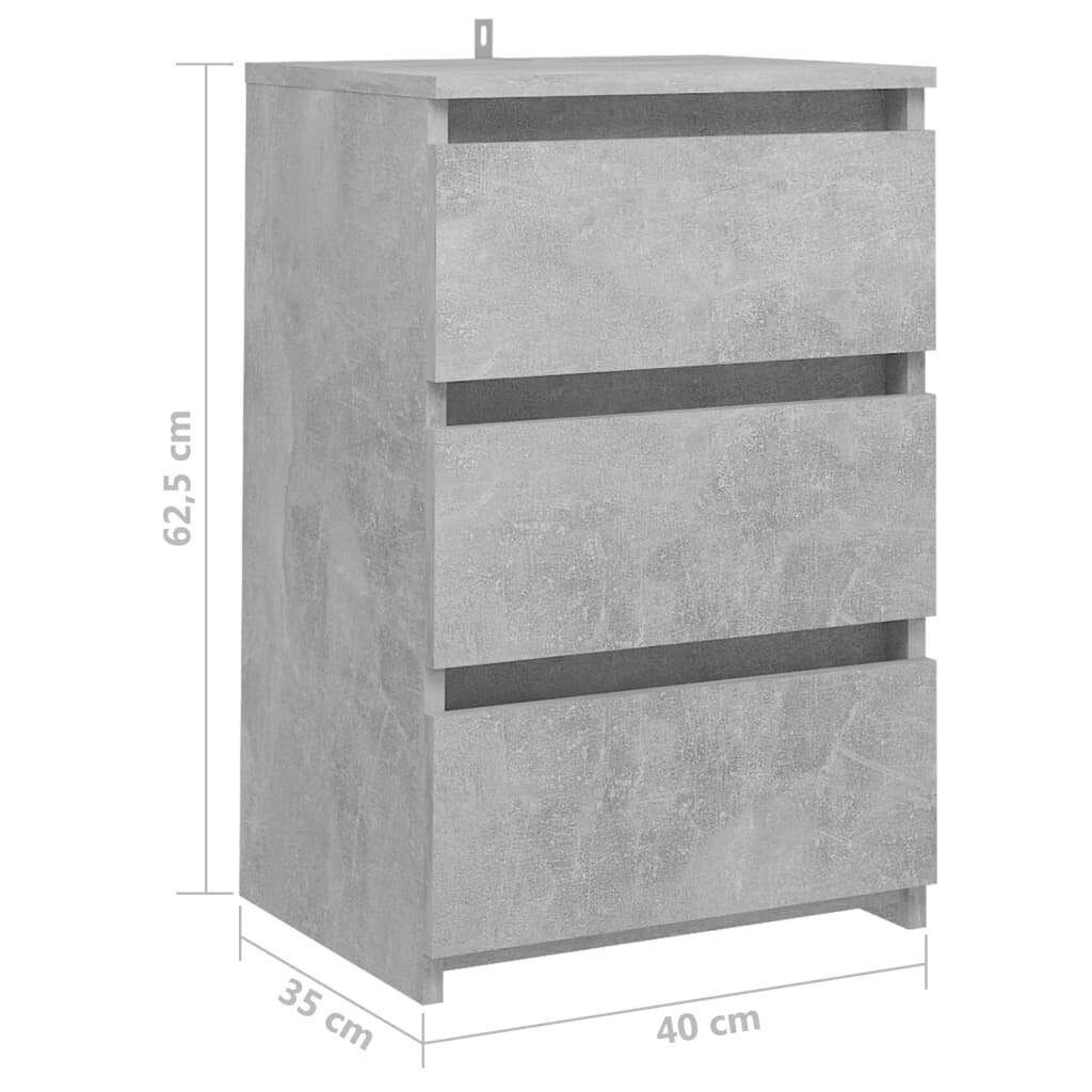 vidaXL naktsskapīši, 2 gab., betonpelēki, 40x35x62,5 cm, skaidu plātne цена и информация | Naktsskapīši | 220.lv