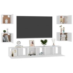 vidaXL 7-daļīgs TV plauktu komplekts, balts, skaidu plāksne cena un informācija | TV galdiņi | 220.lv