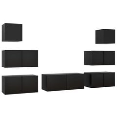 vidaXL 7-daļīgs TV skapīšu komplekts, melns, skaidu plāksne cena un informācija | TV galdiņi | 220.lv