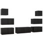 vidaXL 7-daļīgs TV skapīšu komplekts, melns, skaidu plāksne cena un informācija | TV galdiņi | 220.lv