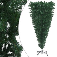 vidaXL mākslīgā Ziemassvētku egle ar LED un bumbiņām, apvērsta, 120 cm cena un informācija | Ziemassvētku dekorācijas | 220.lv