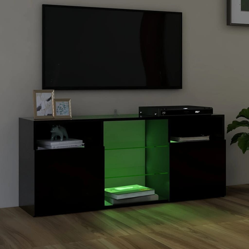 vidaXL TV galdiņš ar LED lampiņām, melns, 120x30x50 cm cena un informācija | TV galdiņi | 220.lv