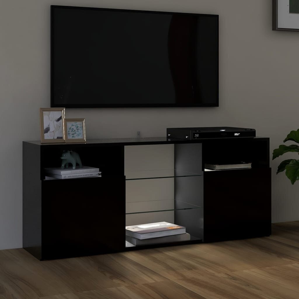 vidaXL TV galdiņš ar LED lampiņām, melns, 120x30x50 cm cena un informācija | TV galdiņi | 220.lv