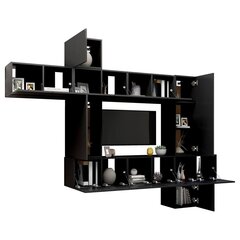 vidaXL 10-daļīgs TV skapīšu komplekts, melna skaidu plāksne cena un informācija | Skapīši viesistabai | 220.lv