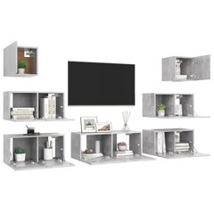 vidaXL 7-daļīgs TV skapīšu komplekts, betona pelēks, skaidu plāksne cena un informācija | TV galdiņi | 220.lv