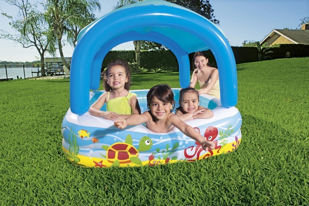 Bestway piepūšamais baseins bērniem ar jumtu 140 x 140 x 114 cm cena un informācija | Baseini | 220.lv