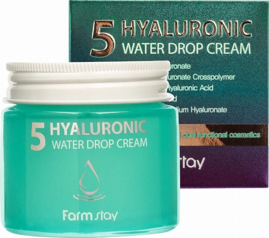 FarmStay Hyaluronic 5 ūdens pilienu krēmssejas krēms ar koncentrētu hialurona kompleksu 80ml cena un informācija | Sejas krēmi | 220.lv