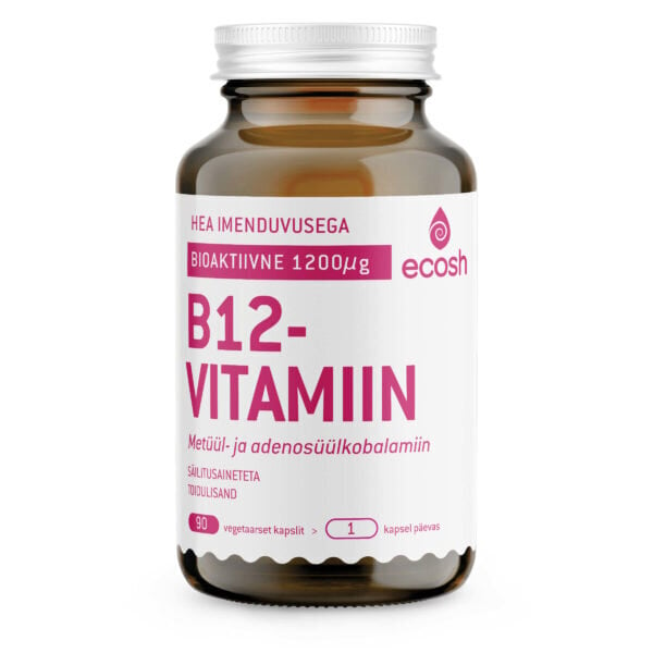 Ecosh Bioaktīvais vitamīns B12 90 kapsulas цена и информация | Vitamīni, preparāti, uztura bagātinātāji labsajūtai | 220.lv